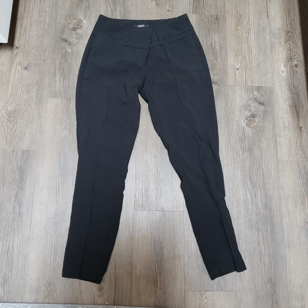 XOXO Black Pinstripe Dress Pants 1/2